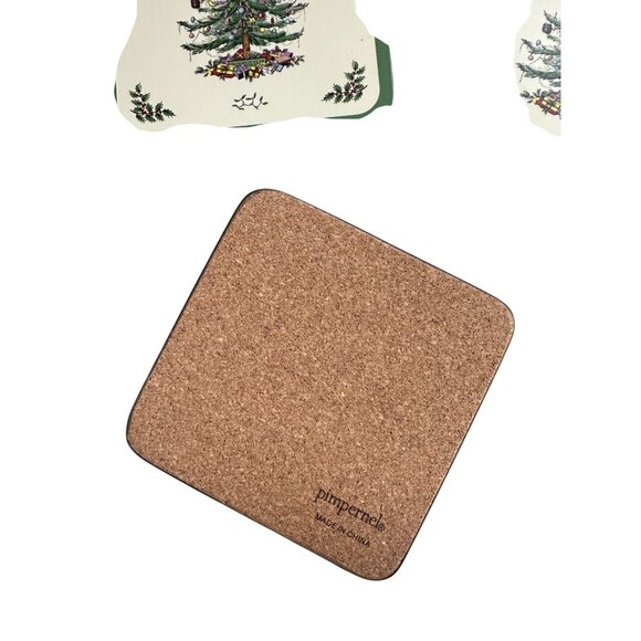 PIMPERNEL Set of 3 Christmas Tree Drink Coasters - Picture 4 of 4